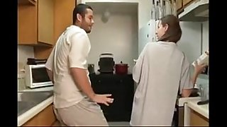 brother and sister blowjob in the kitchen