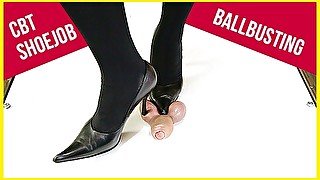 Feet in pump shoes CBT Ballbusting