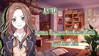 ASMR [EroticRP] Sisters Tsundere BestFriend Takes Your First Kiss [F4M/Binaural]