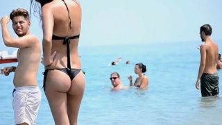 Amazing ass greek babe beach