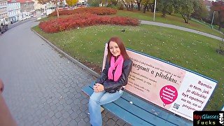 Euro redhead cocksucking on her knees POV