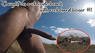 Caught on a uk nude beach with rock hard boner