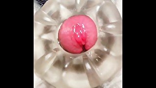 Slowmo fucking Fleshlight Quickshot from up-close ended with a cumshot