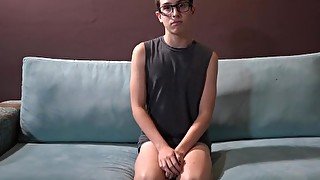 Nerdy latin twink blowing stiff pecker