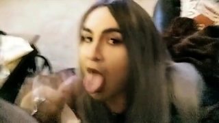 Cute colombian cd sucking cock and gets nice facial