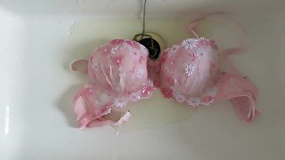 Piss-covered pink bra!