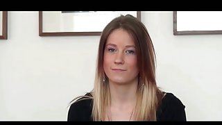 A pretty hungarian girl with tight fit body does a casting