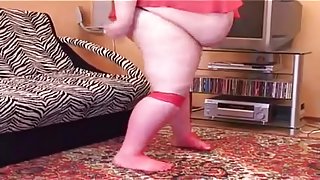 Big belly BBW strip tease