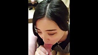 Asian teen snapchats herself sucking dick in dressing room