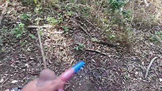 Holding His Dick In The Woods While He Takes a Piss