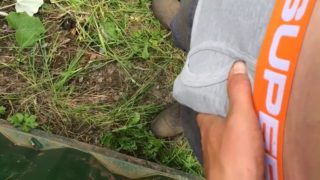 Playing with my big cock white hard outdoors!