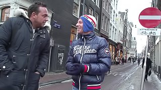 Skinny whore makes her first porn video with a European guy