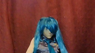 Miku Zentai Cosplay Enjoy This Vibrator 16 Pulse Masturbation