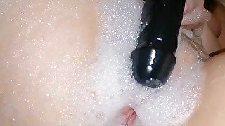 Girl Plays with Favorite Sex Toy - Big Dildo - Closeup