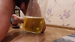 pissing in a bottle