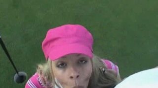 Athletic blonde teen fully enjoys a hard drilling on the golf course