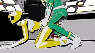 Green and Yellow ranger Doggystyle Anal