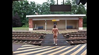 naked handjob ride in the street and at the station