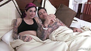 Small Hands And Joanna Angel In Two Colored Hair Punk teens 18+ Have Anal Threesome With One Tattooed Guy