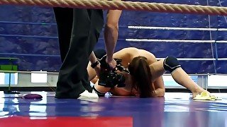 Lesbian Babes Queening In A Boxing Ring