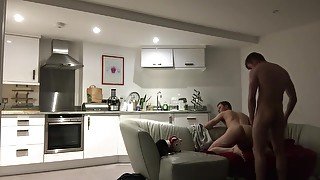 Fucking College Guys In Open Living Room (Open Windows, Public Can See!)