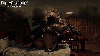 Werewolf hump big girl in apartment room HD by Substar