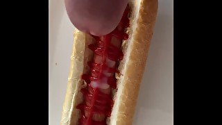 I eat a hotdog with cum