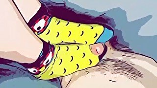 Sockjob Tease Under The Covers (Comic Book Filter)