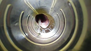 Pulsating Creampie in light up fleshlight, internal view, slow motion cumshot recap