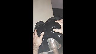 Leather ass fleshlight fucked