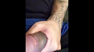 big dick tattooed latino jerking off fat cock