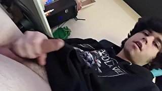 Cute twink ALMOST CAUGHT stroking his cock by ROOMMATE