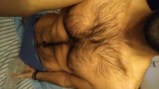 Hairy guy fucks fleshlight and creampies it