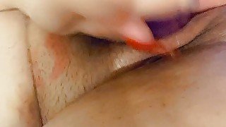 Homemade close up with dildo masturbate