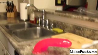 Mason masturbates in the kitchen and gets really angry