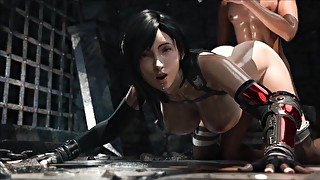 Tifa ( final fantasy ) have sex in doggy position and jerks her big boobs