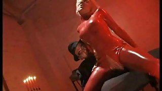 Rubber sex and hot pussy eating