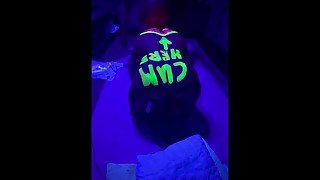 Big booty milf in neon paint fucks under black light