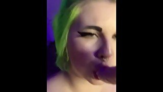 Busty alt girl sucks a fuck machine