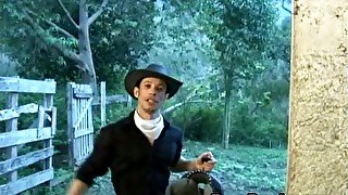 Gay cowboys suck each others big dicks and fuck outdoors