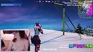 Cute Gamer Girl NerdySadie Gets a Victory Royale While Streaming Fortnite Topless