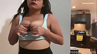 Mommy’s milky tits bounce and squeezed on treadmill lactation 