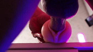 Horny man play with toy pussy fleshlight