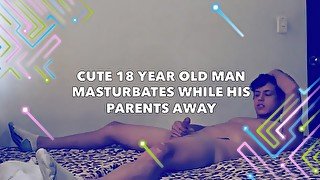 Cute 18 year old man masturbates while his parents away