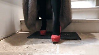 Vanessa in Furs - Smoking and playing with a big black toy - Milf Mature Cougar