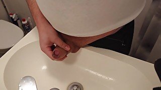 Jerking off  in my  hot neighbor's bathroom Part 1