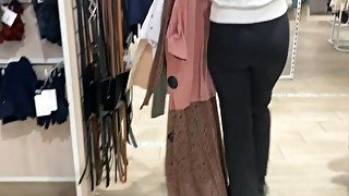 public Masturbation of a young bitch FeralBerryy with a Dildo in the fitting room