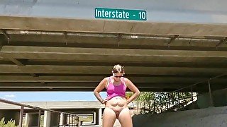 Milf flashing on bike path