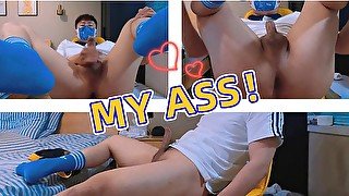 Cute boy masturbates and shows his ass at home