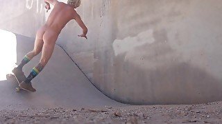 Skateboarding naked